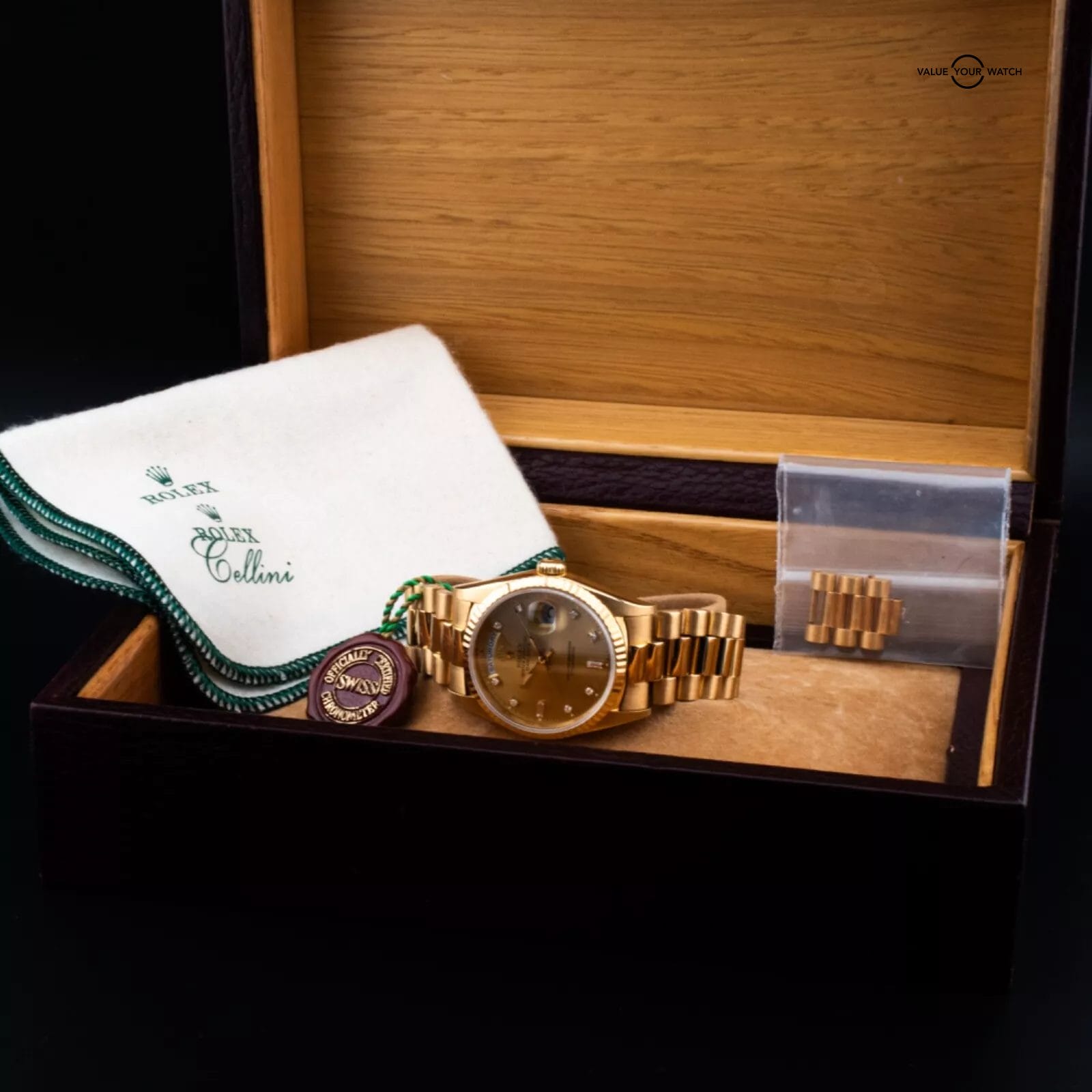 Rolex 18K Day-Date, Factory Diamond dial & President Bracelet, Ref. 18238 w/ Box - Image 4