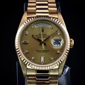 Rolex 18K Day-Date, Factory Diamond dial & President Bracelet, Ref. 18238 w/ Box