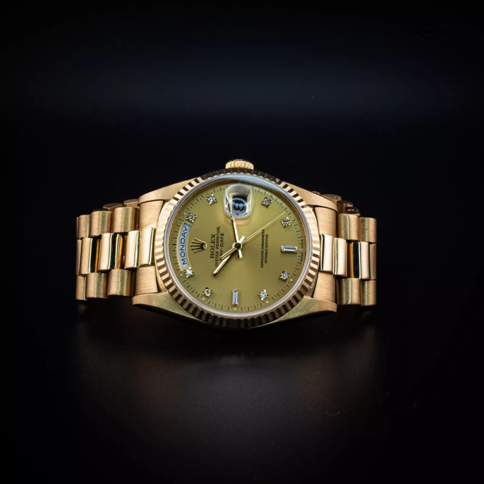 Rolex 18K Day-Date, Factory Diamond dial & President Bracelet, Ref. 18238 w/ Box - Image 14
