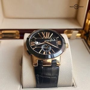 Ulysse Nardin Executive Dual Time 246-00 18K Rose Gold Leather Strap Box & Papers