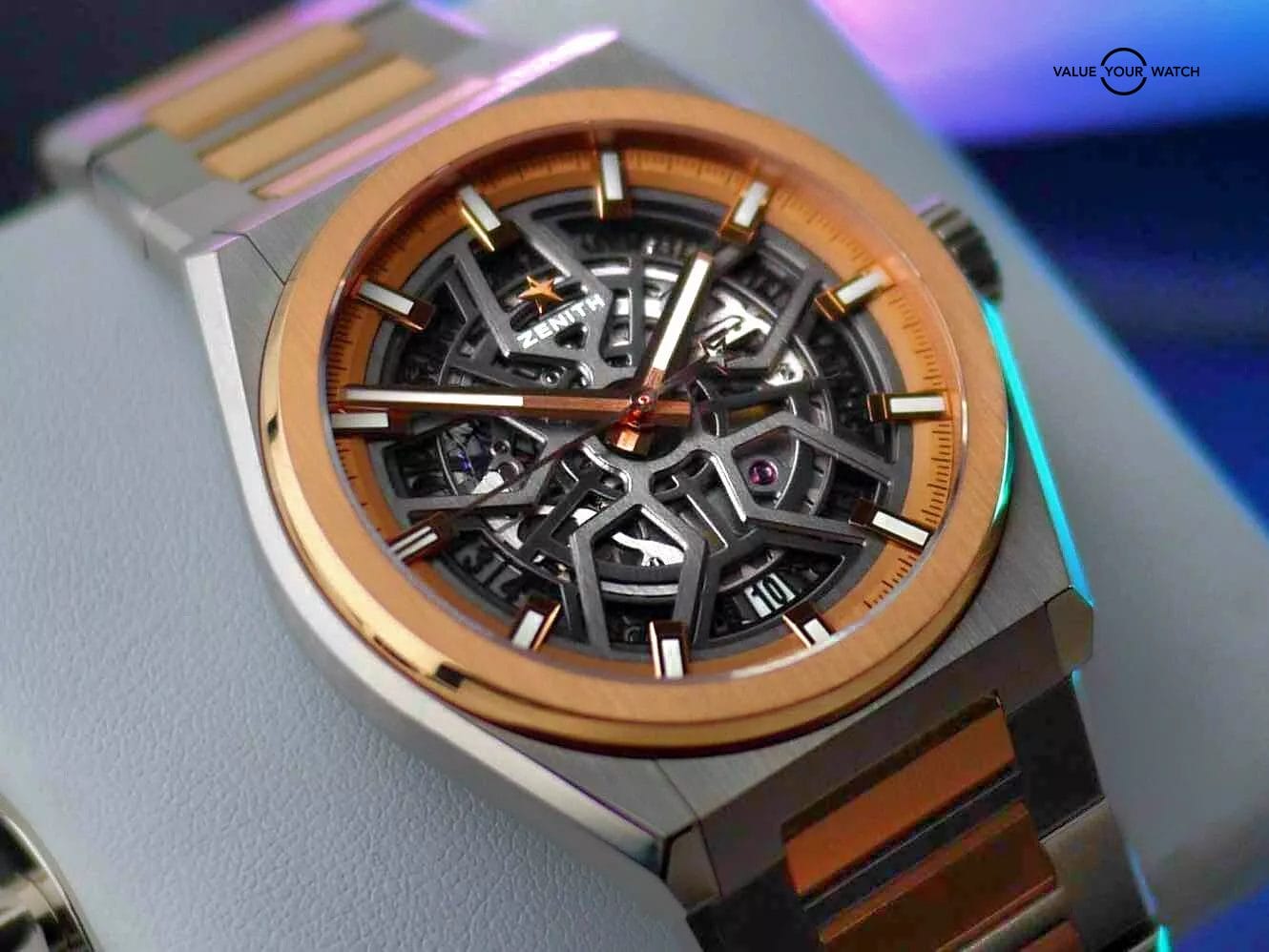Zenith Defy Classic Skeleton on Bracelet! Full set, 18k rose gold and titanium