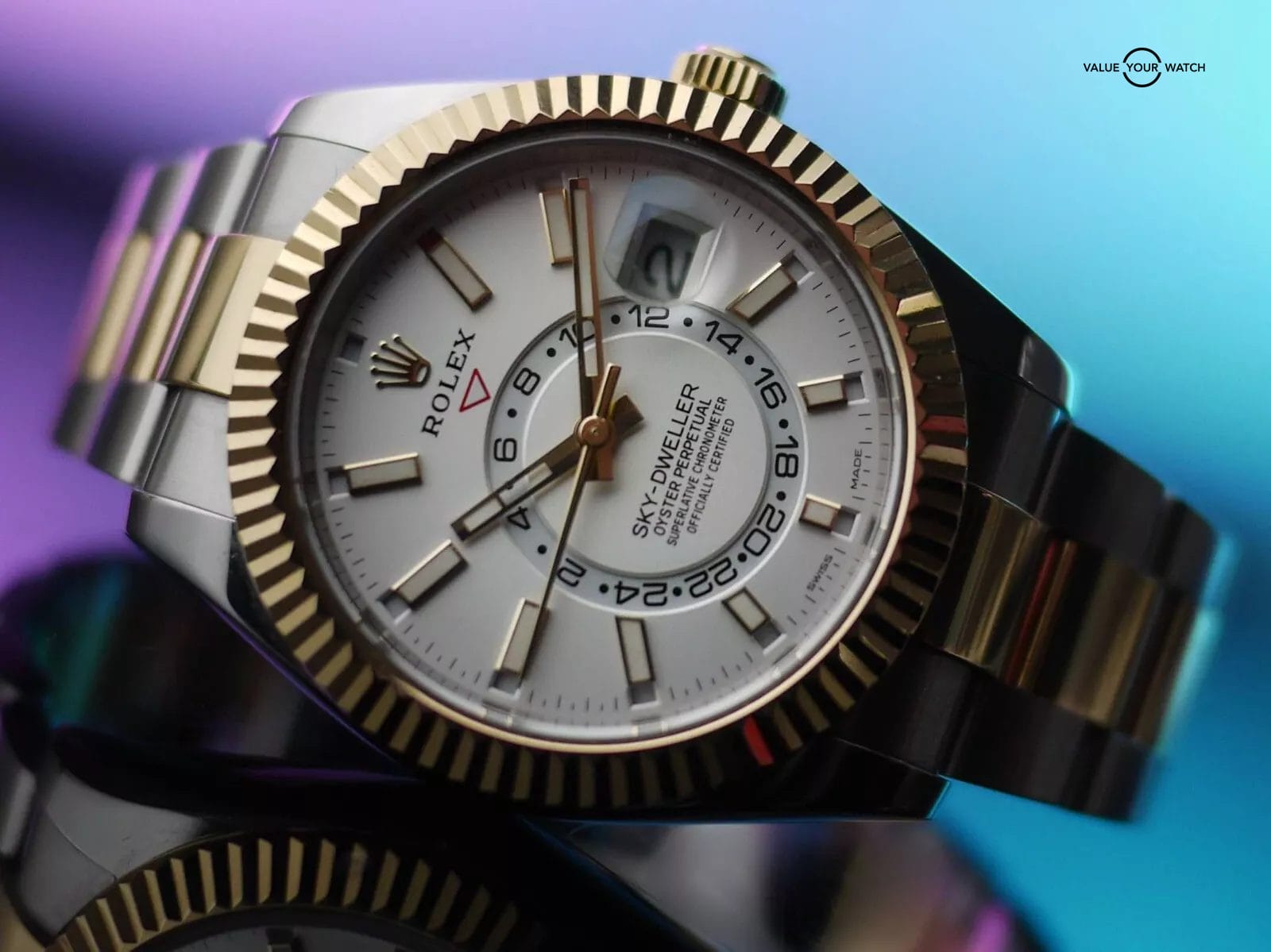 Rolex Sky-Dweller, steel and 18k yellow gold, Ref. 326933 Full Set!