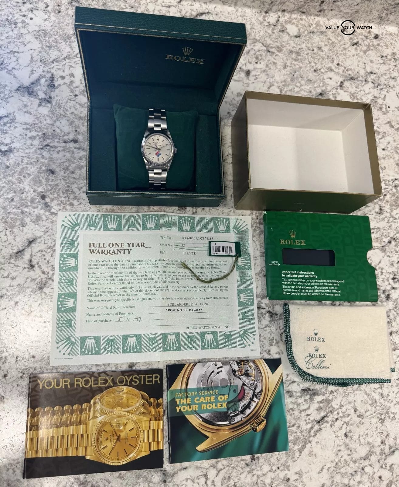 Rolex Air-King 14000 Dominos Dial Boxes/Papers! - Image 3