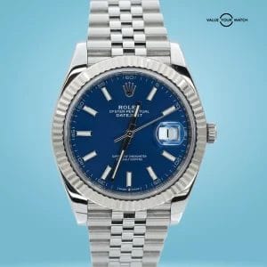 Rolex Datejust 41 Blue Dial Jubilee Stainless Steel White Gold 126334 B/P!