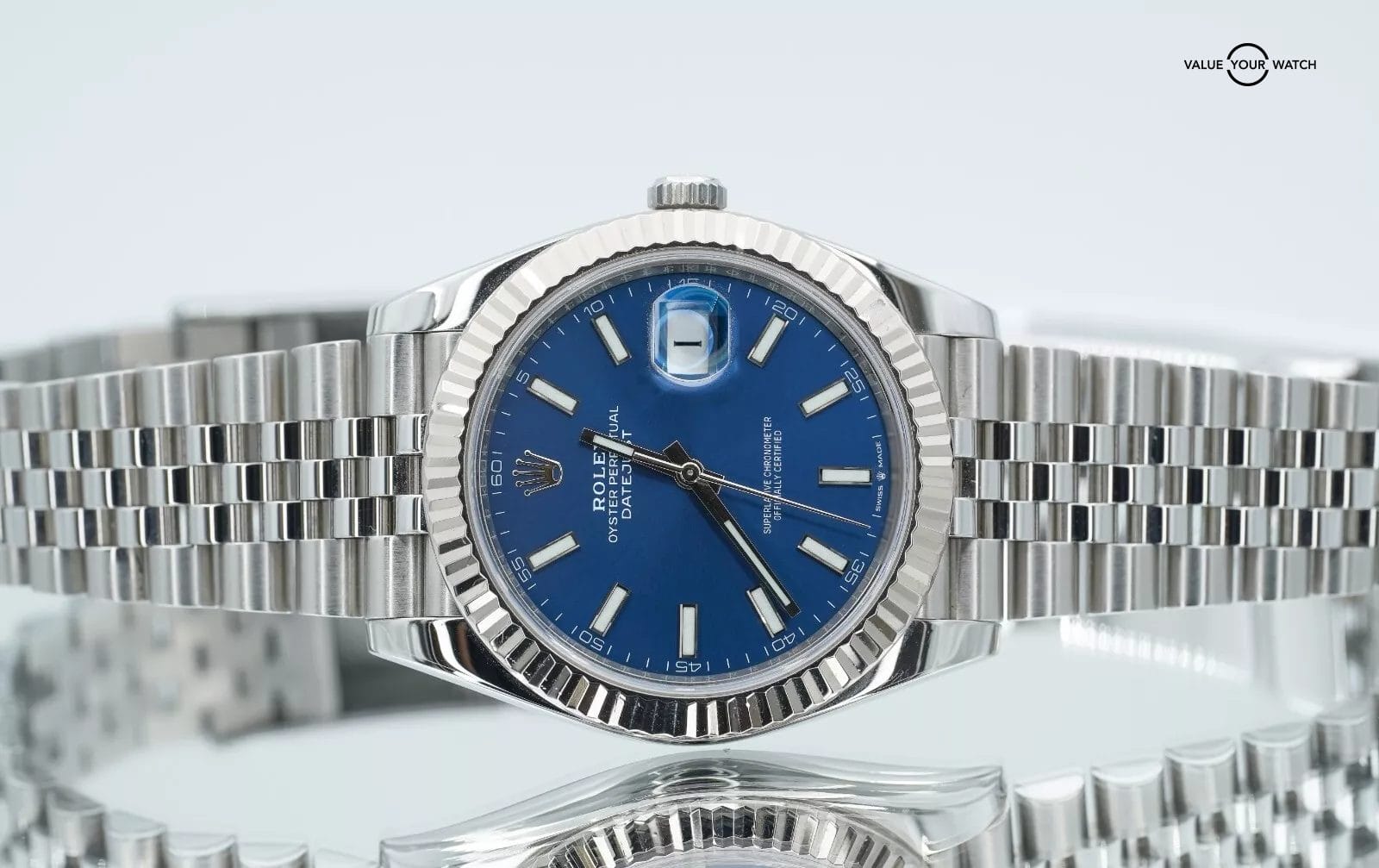 Rolex Datejust 41 Blue Dial Jubilee Stainless Steel White Gold 126334 B/P! - Image 6