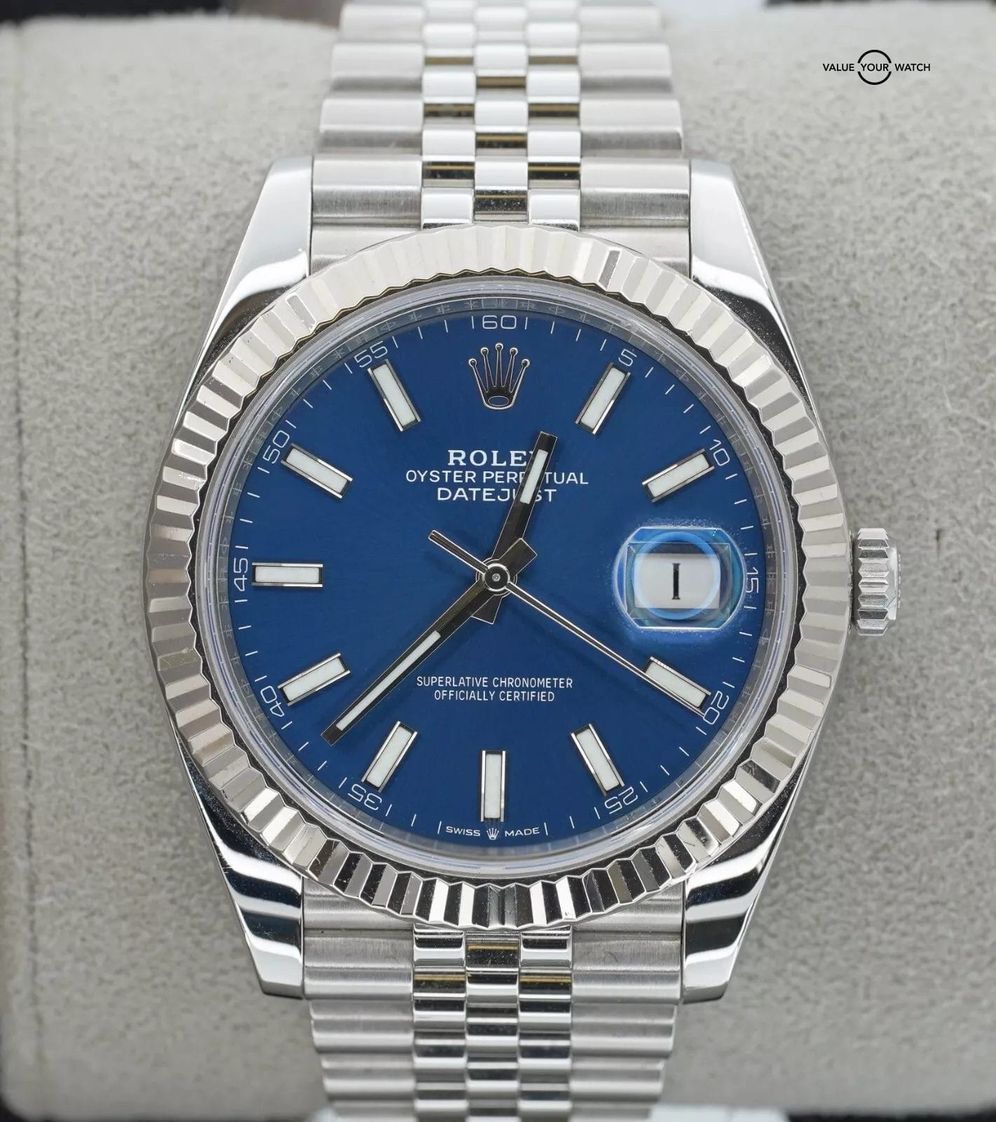 Rolex Datejust 41 Blue Dial Jubilee Stainless Steel White Gold 126334 B/P! - Image 7