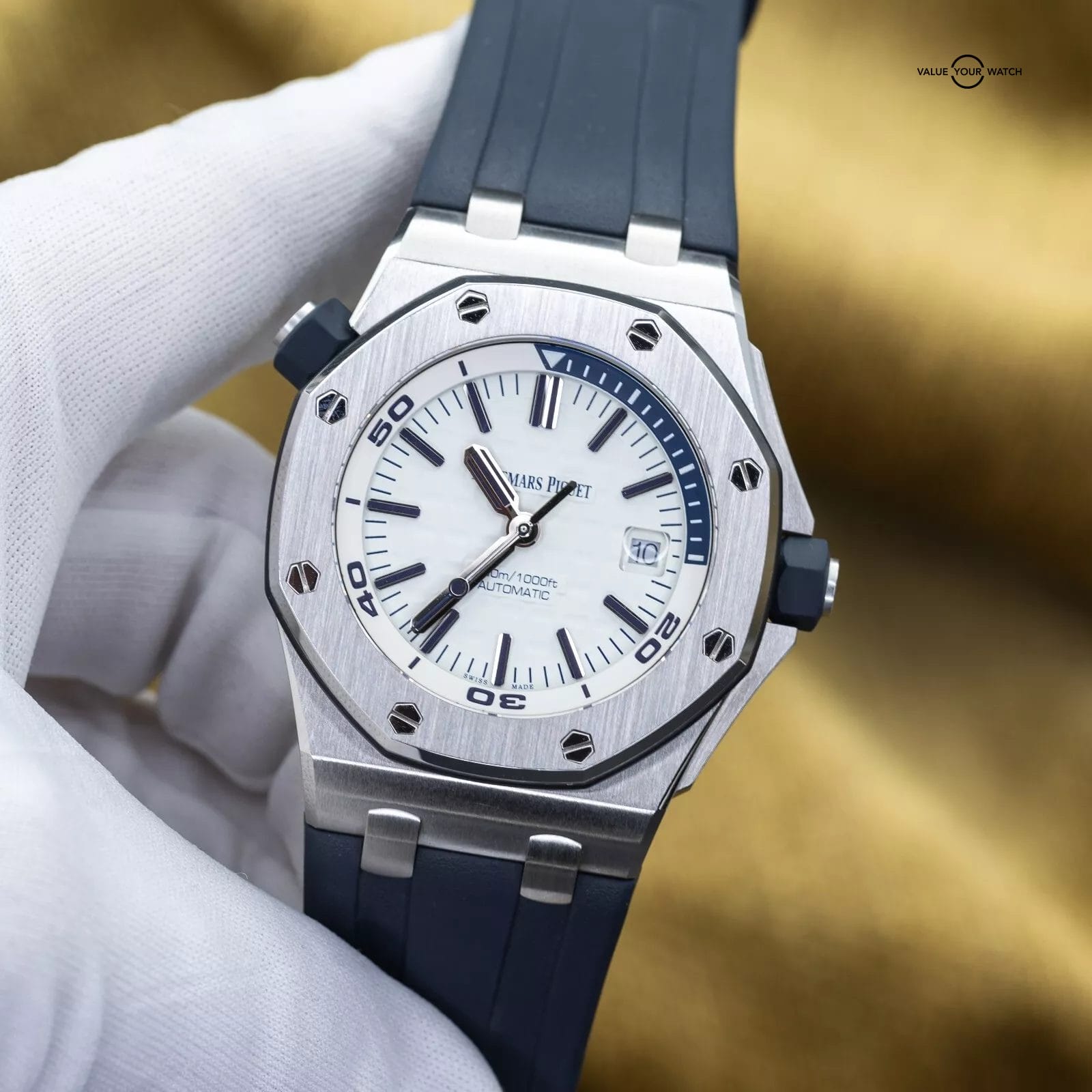 Audemars Piguet Royal Oak Offshore Diver 42mm Admiral White Blue AP 15710ST Full - Image 4