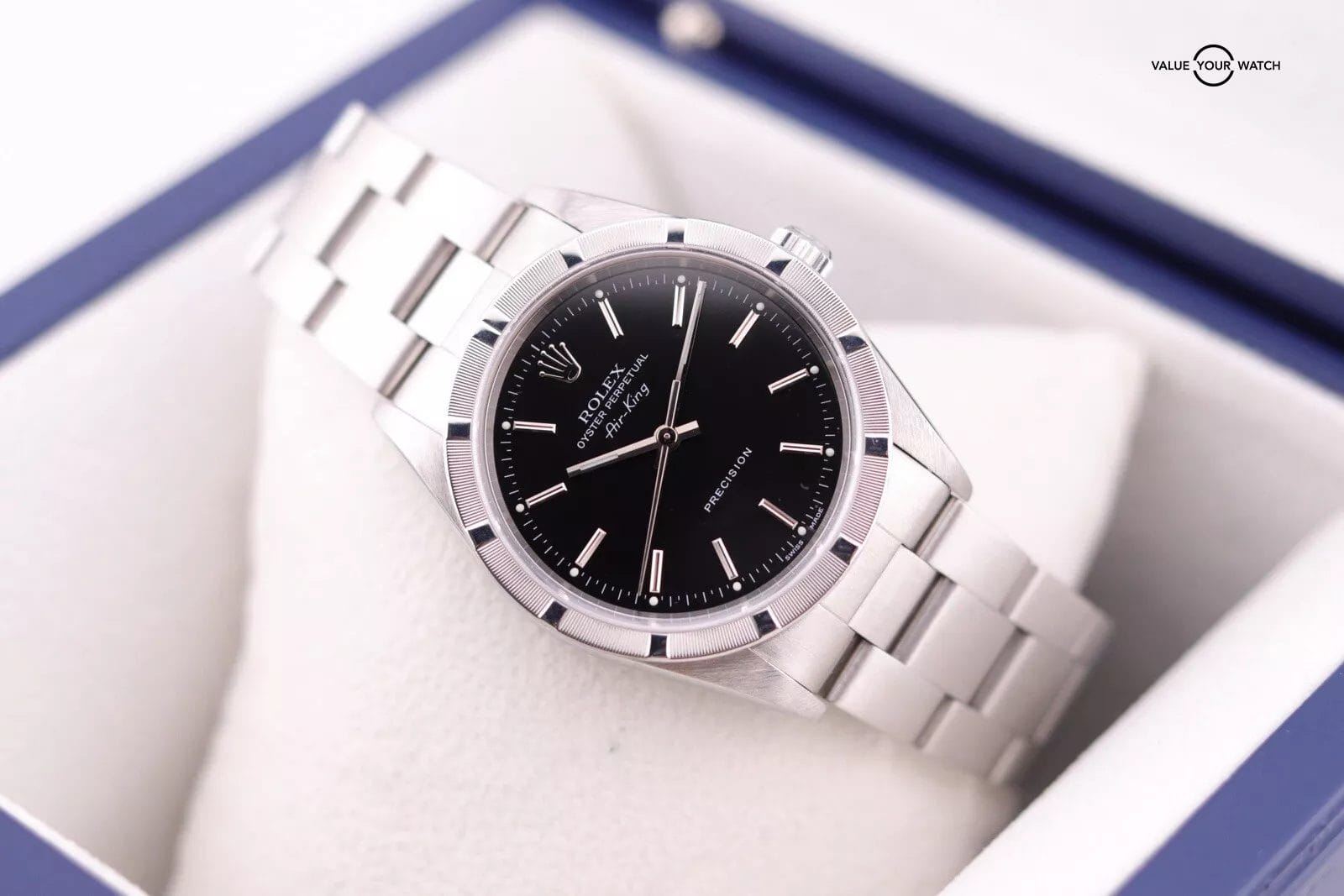 ROLEX Air king 14010 Engine Turned Bezel black Dial With CPO Card - Image 2