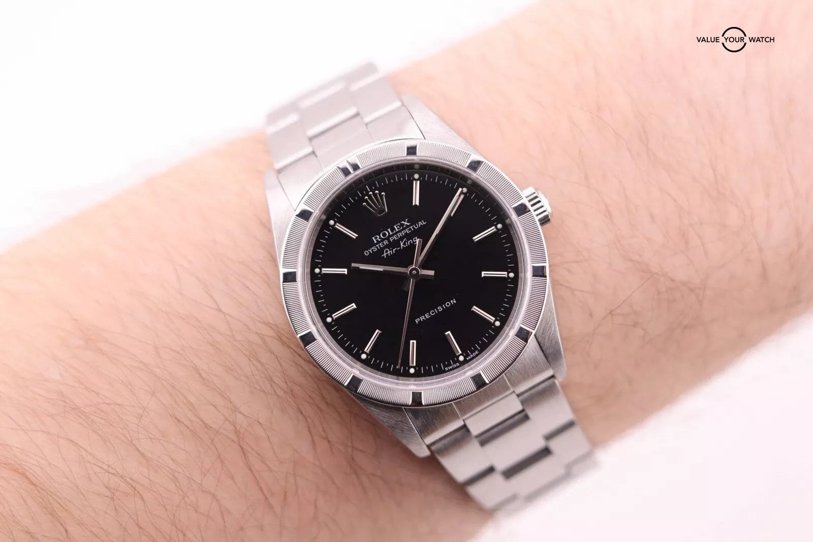 ROLEX Air king 14010 Engine Turned Bezel black Dial With CPO Card - Image 6