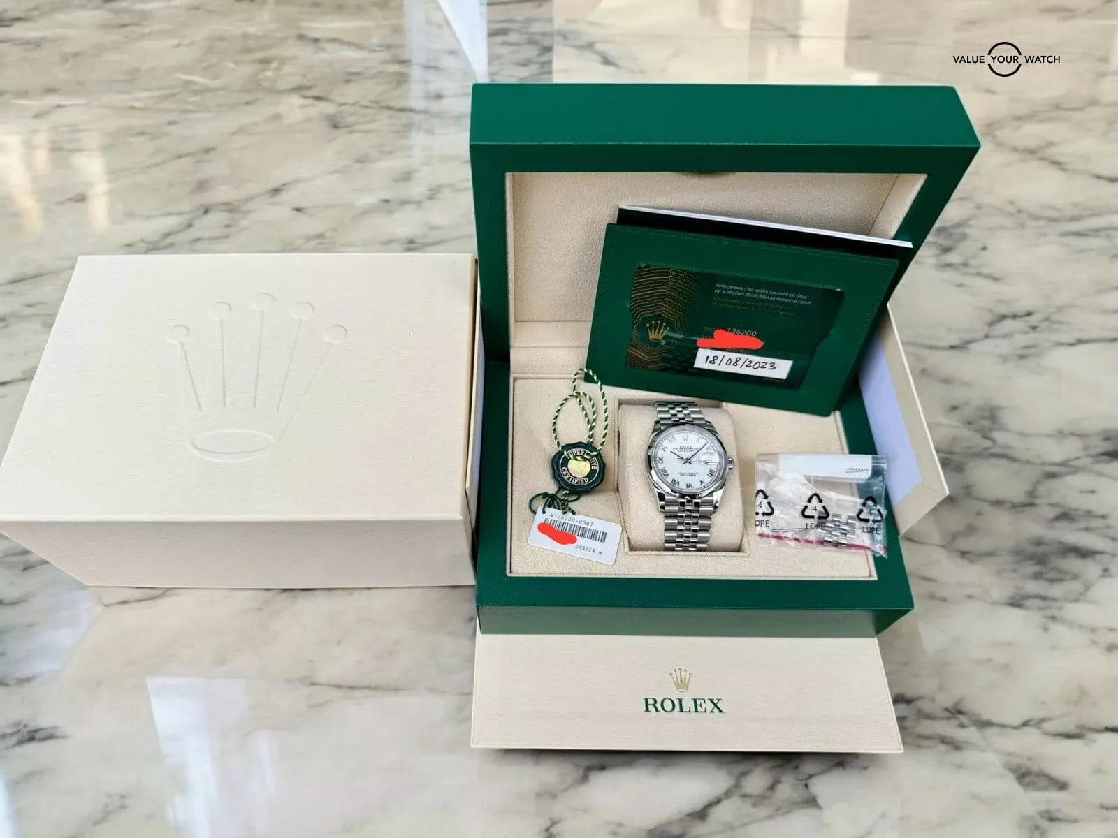 Rolex Datejust 126200 White Roman Dial Jubilee Bracelet π₯ Full Set π₯ 2023 π₯ - Image 7