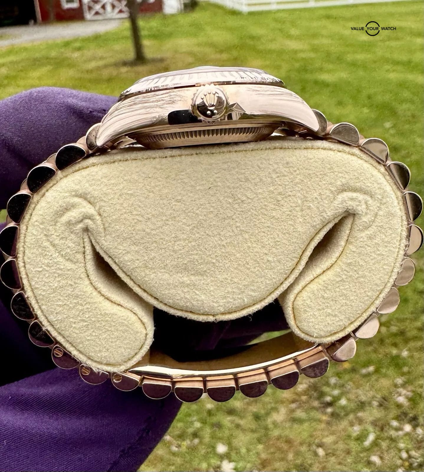 Rolex Lady-Datejust 28 Rose Gold President 279175 - Olive Green Diamond - Image 6