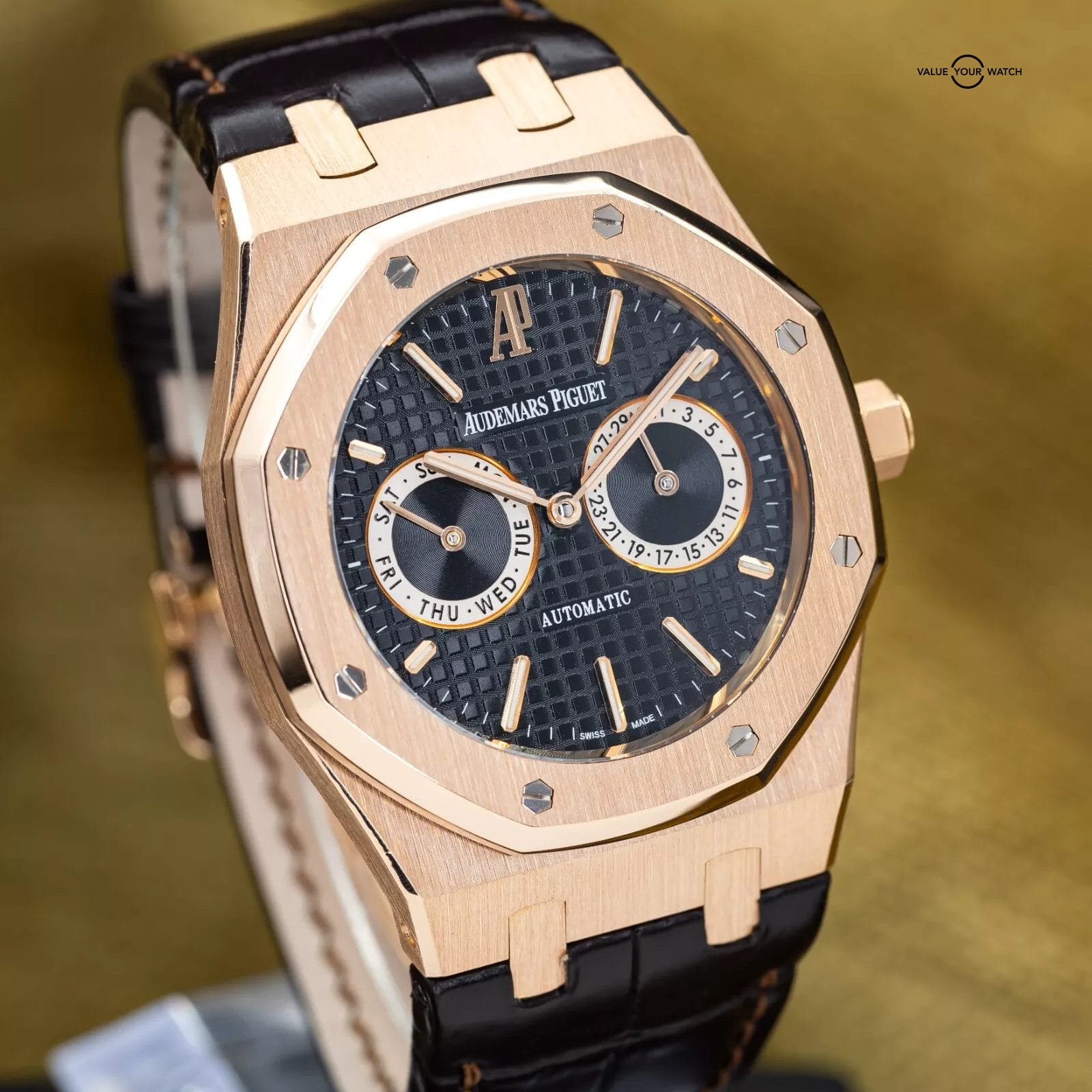 Audemars Piguet Royal Oak Day-Date 39mm Rose Gold AP 26330or Black Dial Full Set - Image 9