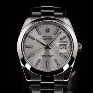 Rolex DateJust 41 with Silver Stick Dial and Oyster Bracelet, Ref. 126300 w/ B&P