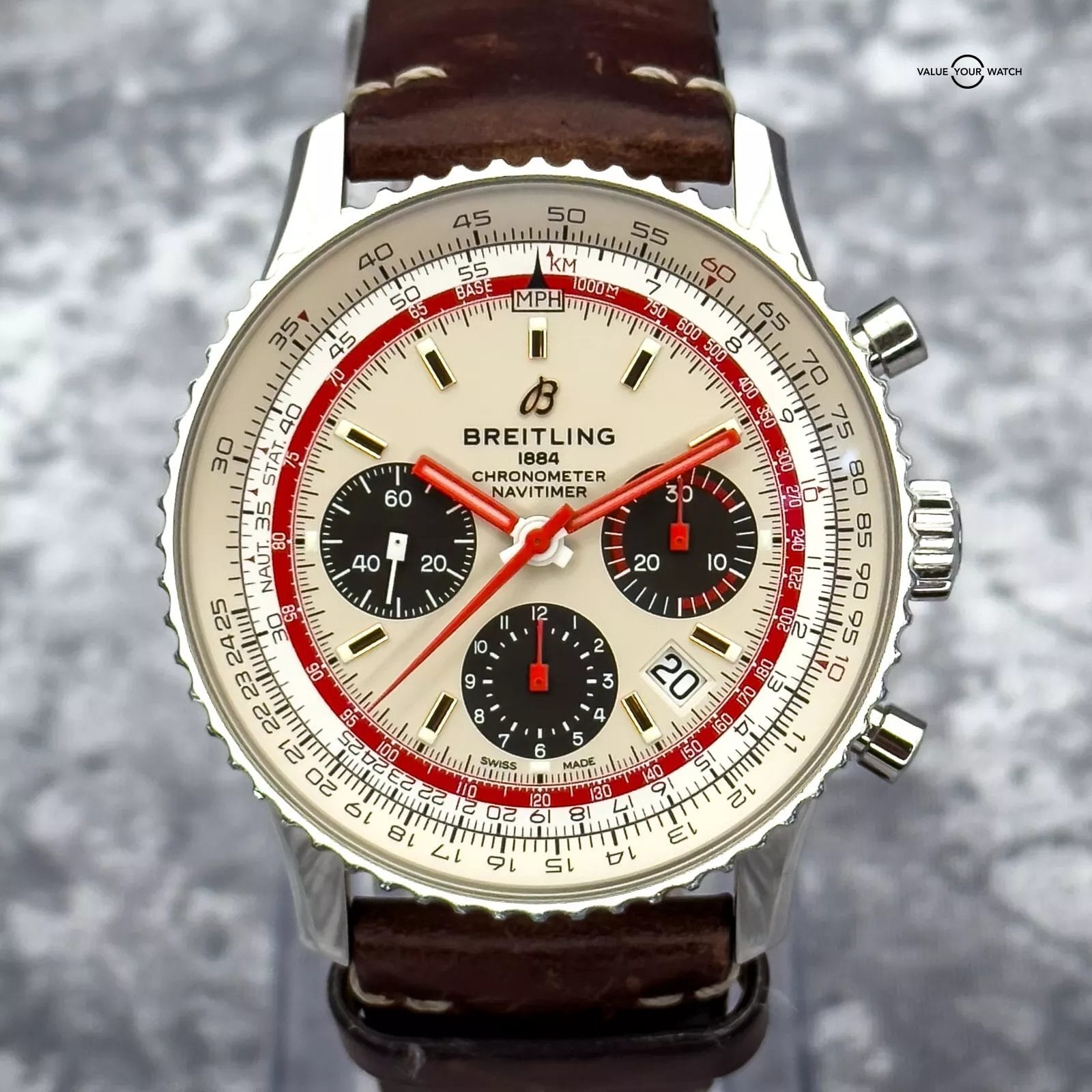 Breitling Navitimer B01 Chrono 43MM TWA Edition White Dial Leather AB01219A1G1X1