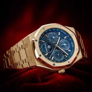 Audemars Piguet Royal Oak Perpetual Calendar Rose Gold Blue 26574OR.OO.1220OR.02