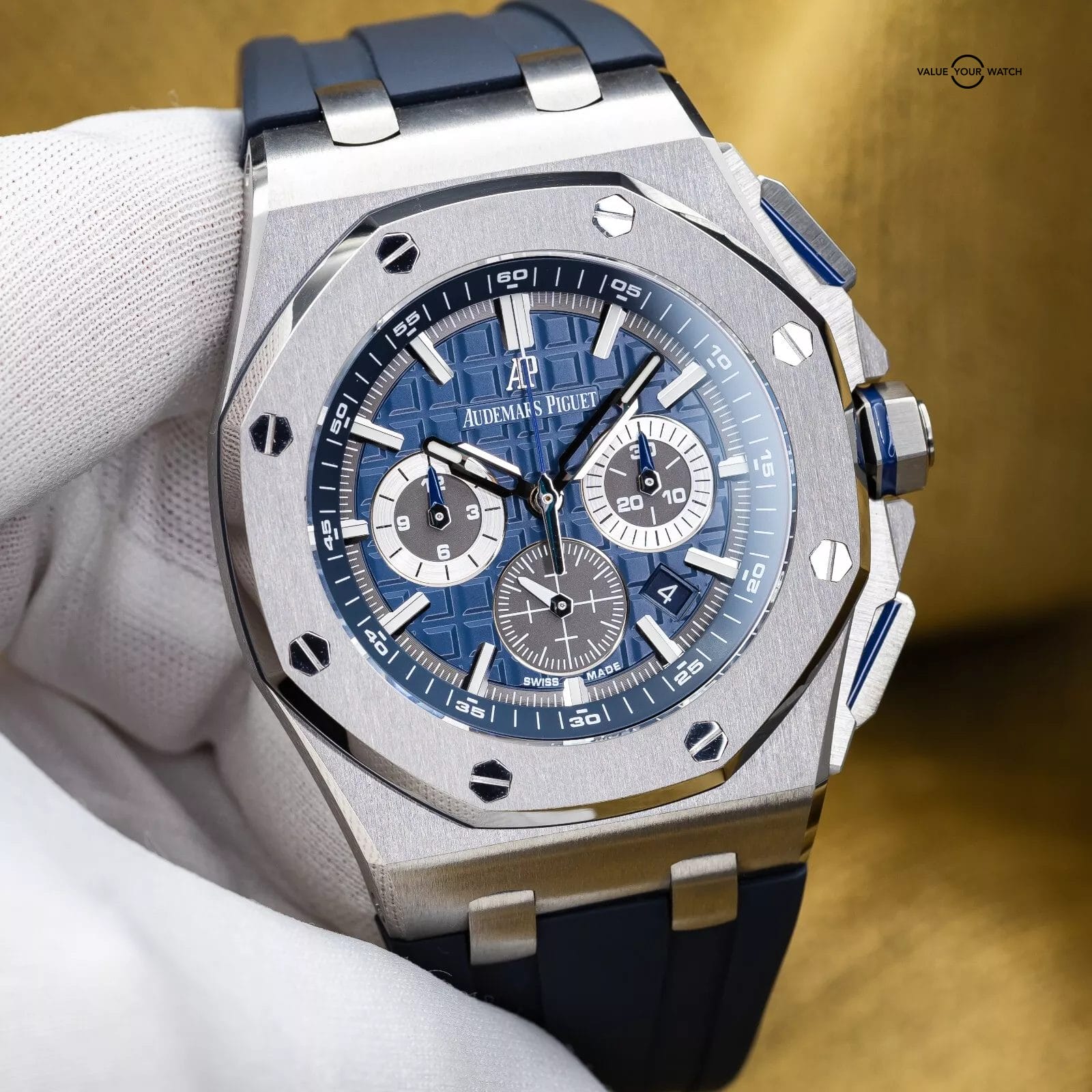 Audemars Piguet Royal Oak Offshore Chronograph 42mm Blue AP 26480ti Full Set - Image 12