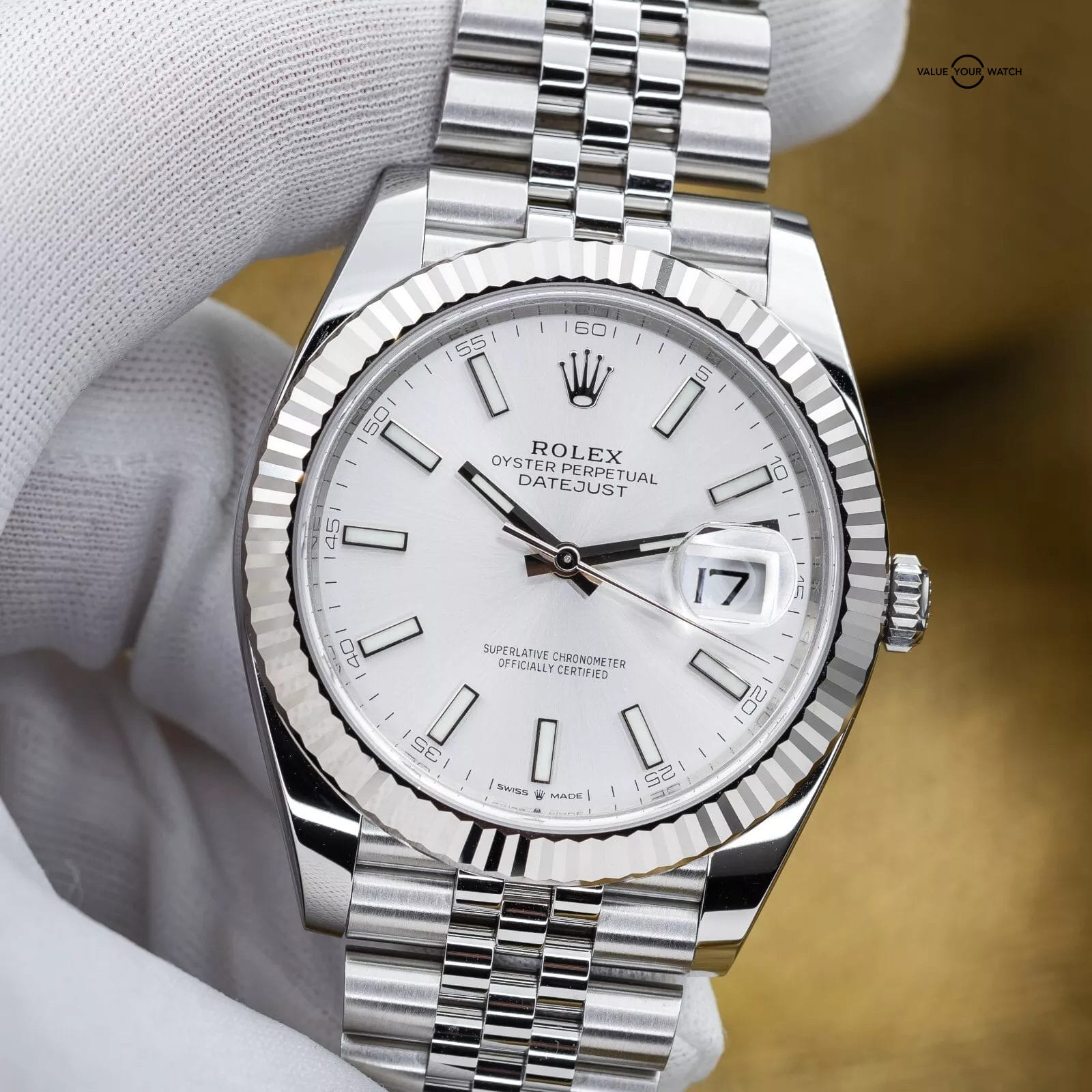 2024 MINT Rolex DateJust 41mm DJ41 Silver Fluted Gold Oyster - 126334 - Full Set - Image 3