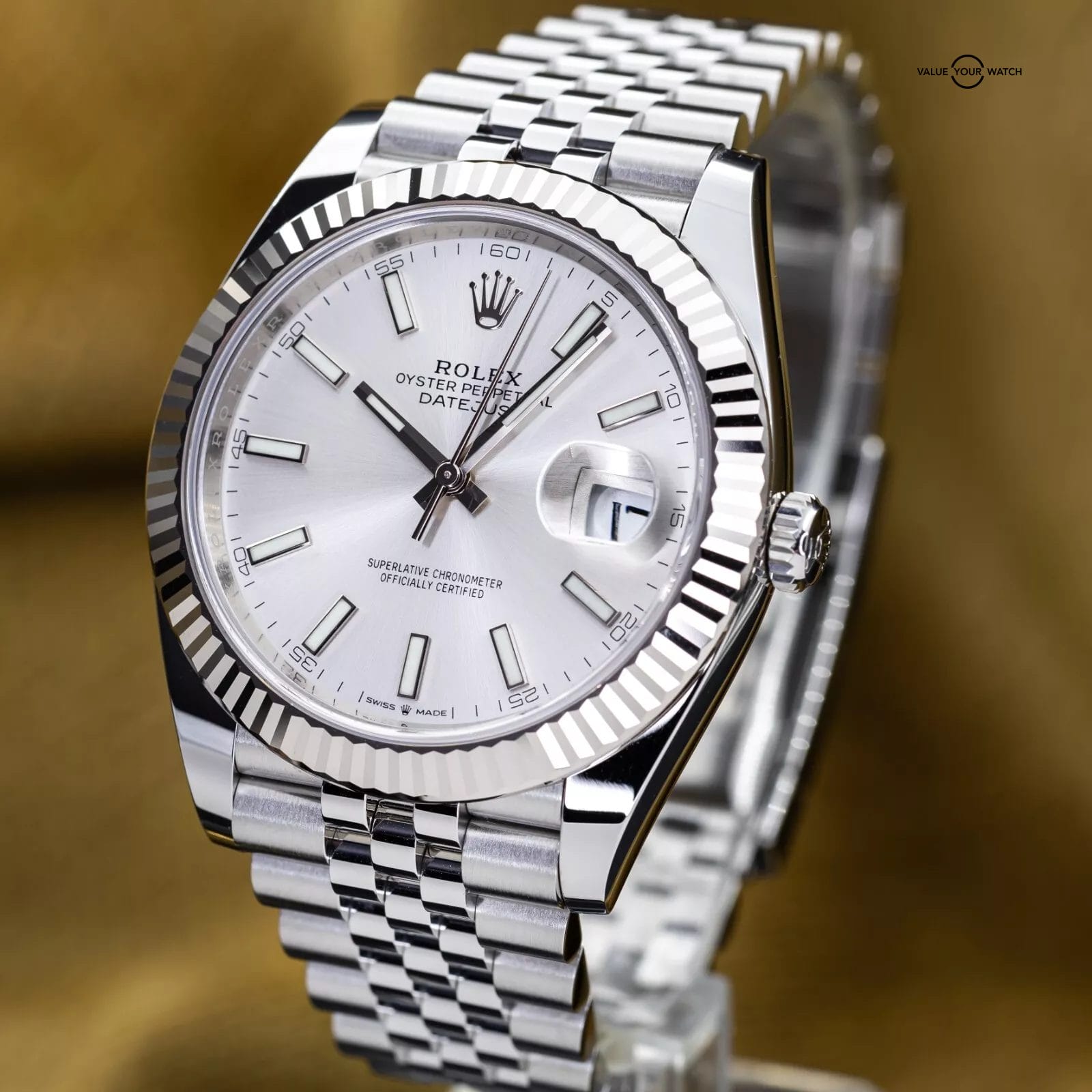 2024 MINT Rolex DateJust 41mm DJ41 Silver Fluted Gold Oyster - 126334 - Full Set - Image 12