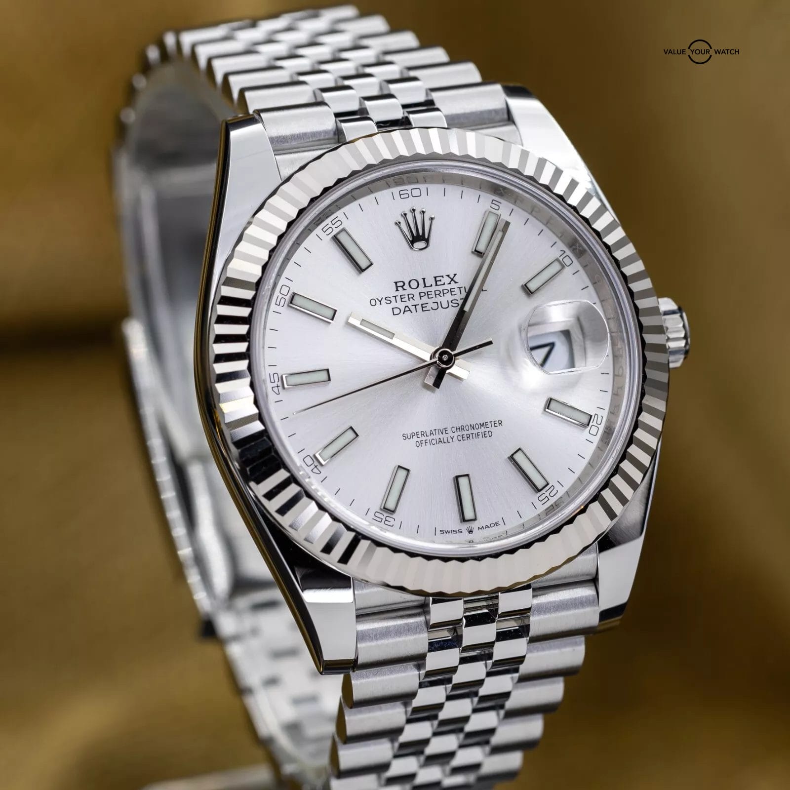 2024 MINT Rolex DateJust 41mm DJ41 Silver Fluted Gold Oyster - 126334 - Full Set - Image 13