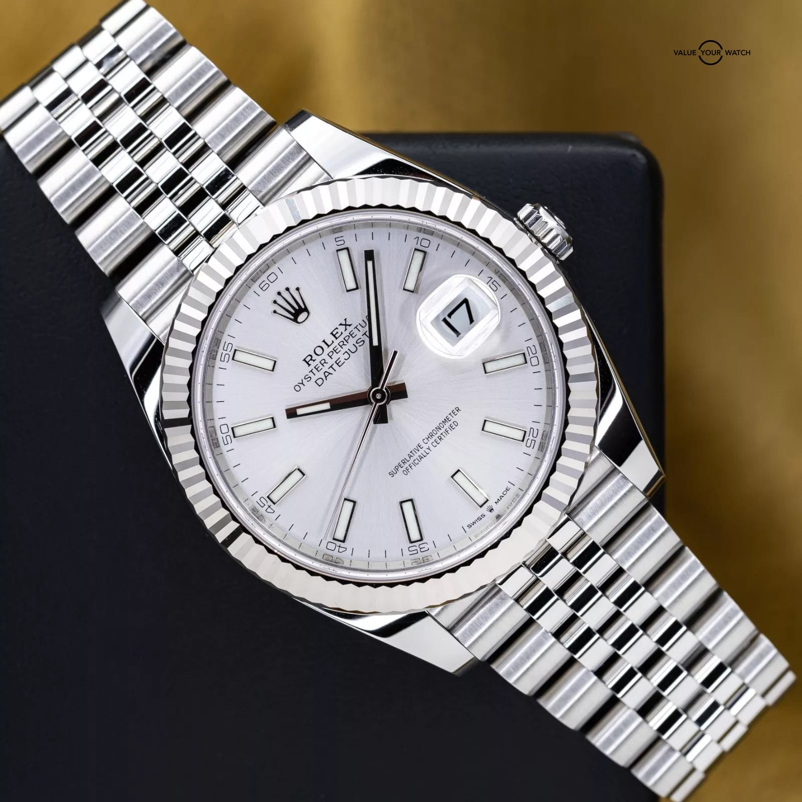 2024 MINT Rolex DateJust 41mm DJ41 Silver Fluted Gold Oyster - 126334 - Full Set - Image 14