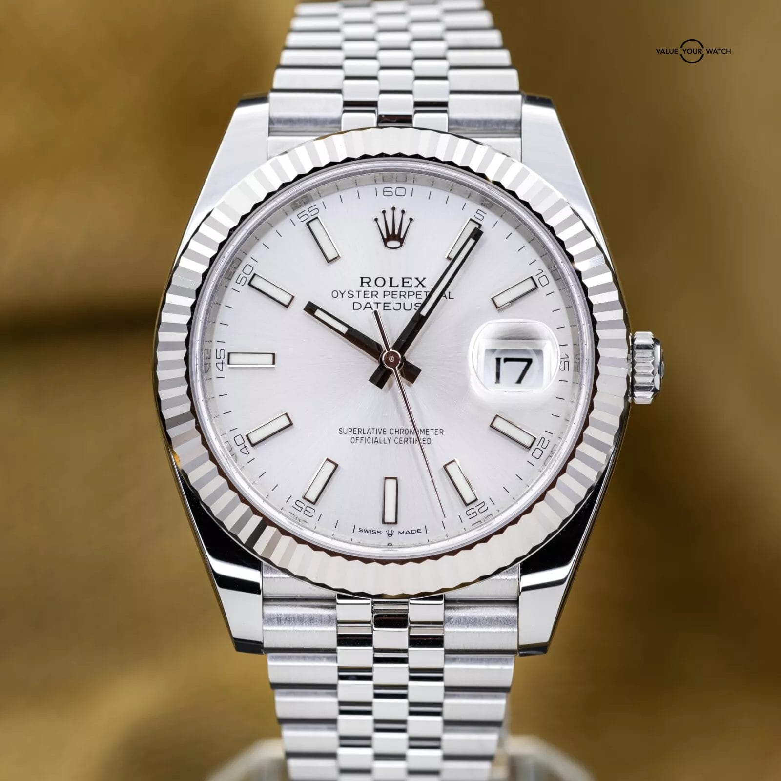 2024 MINT Rolex DateJust 41mm DJ41 Silver Fluted Gold Oyster - 126334 - Full Set - Image 15