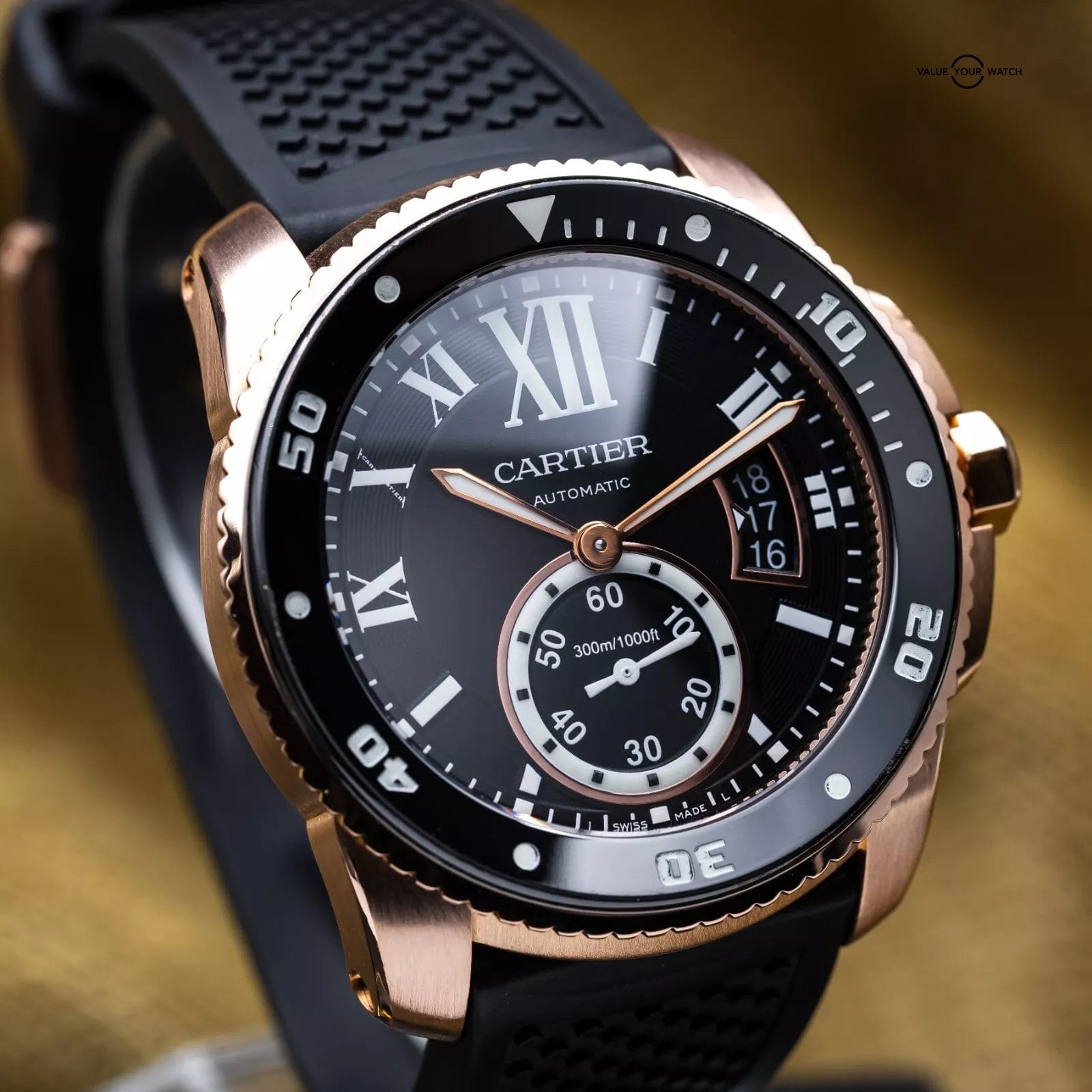 Cartier Calibre de Cartier Diver Rose Gold Black Dial 42mm W7100052 Full Set - Image 6