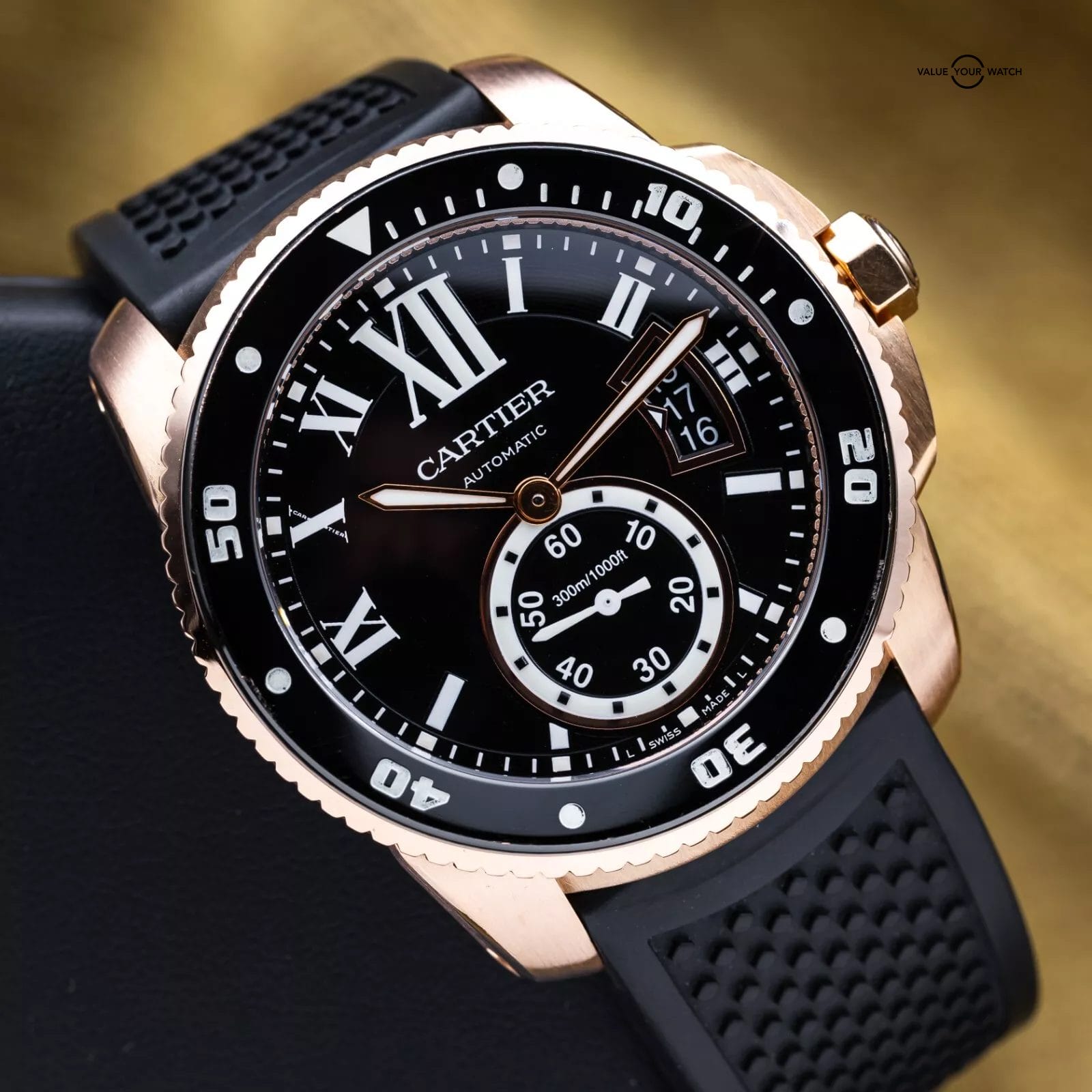 Cartier Calibre de Cartier Diver Rose Gold Black Dial 42mm W7100052 Full Set - Image 7