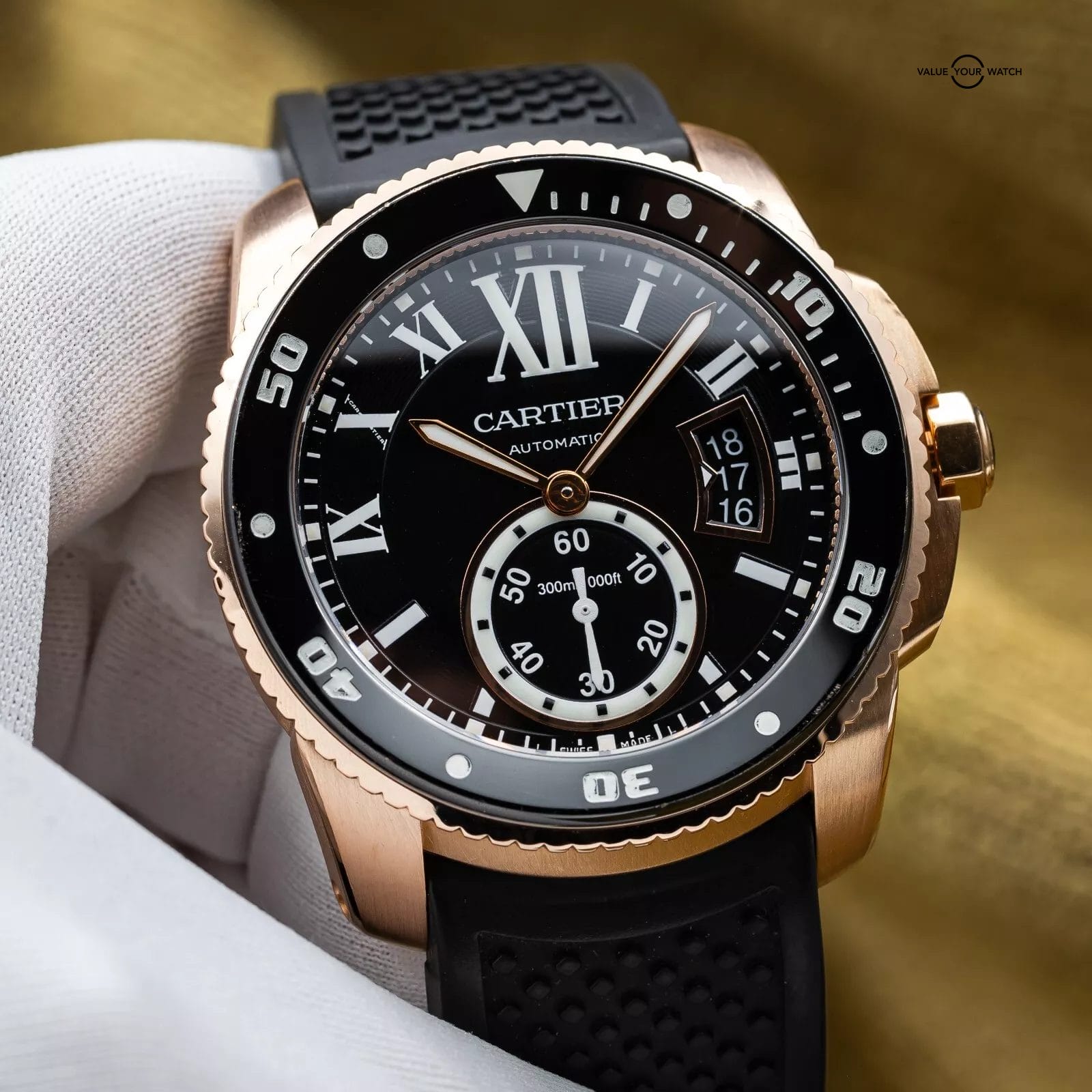 Cartier Calibre de Cartier Diver Rose Gold Black Dial 42mm W7100052 Full Set - Image 10