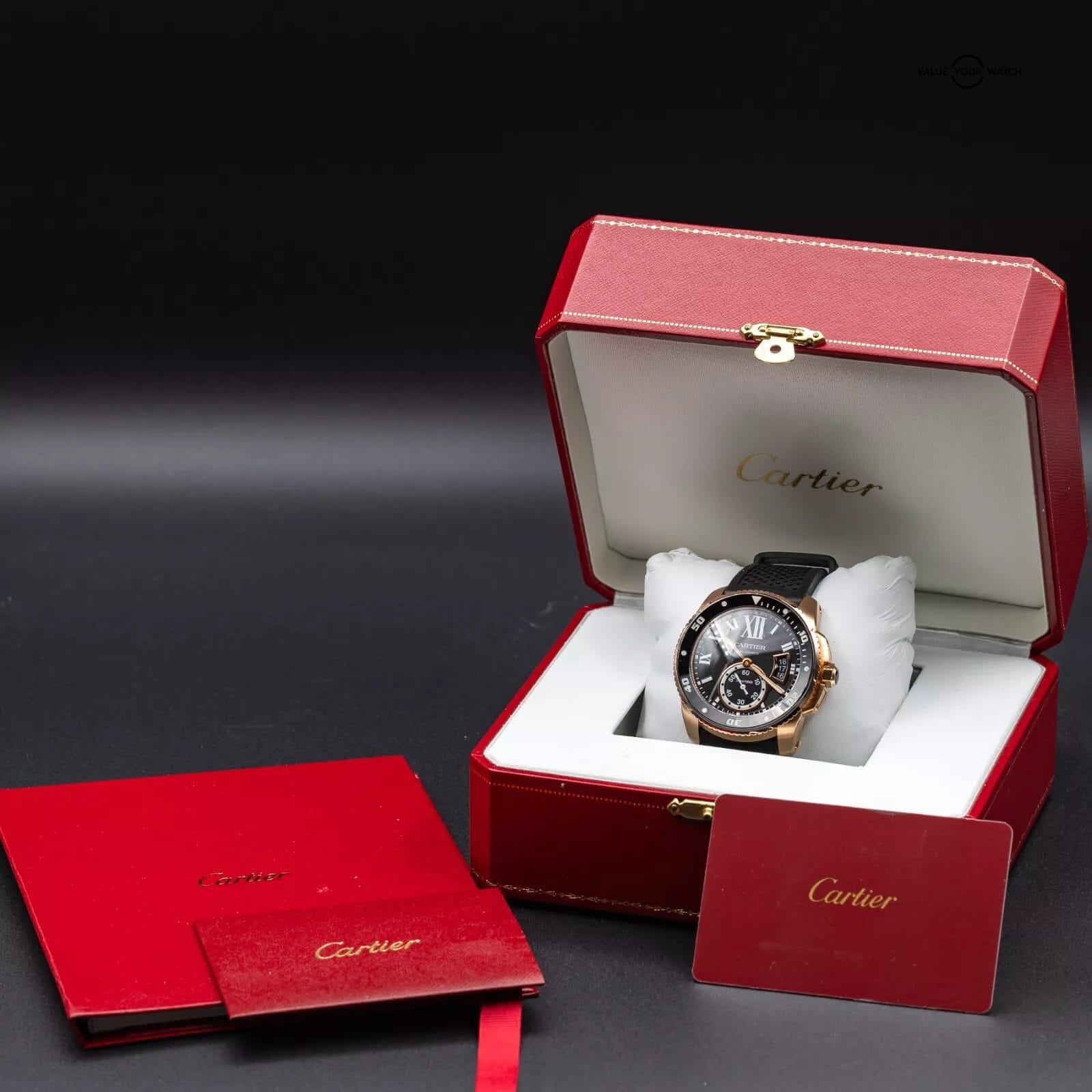 Cartier Calibre de Cartier Diver Rose Gold Black Dial 42mm W7100052 Full Set - Image 15