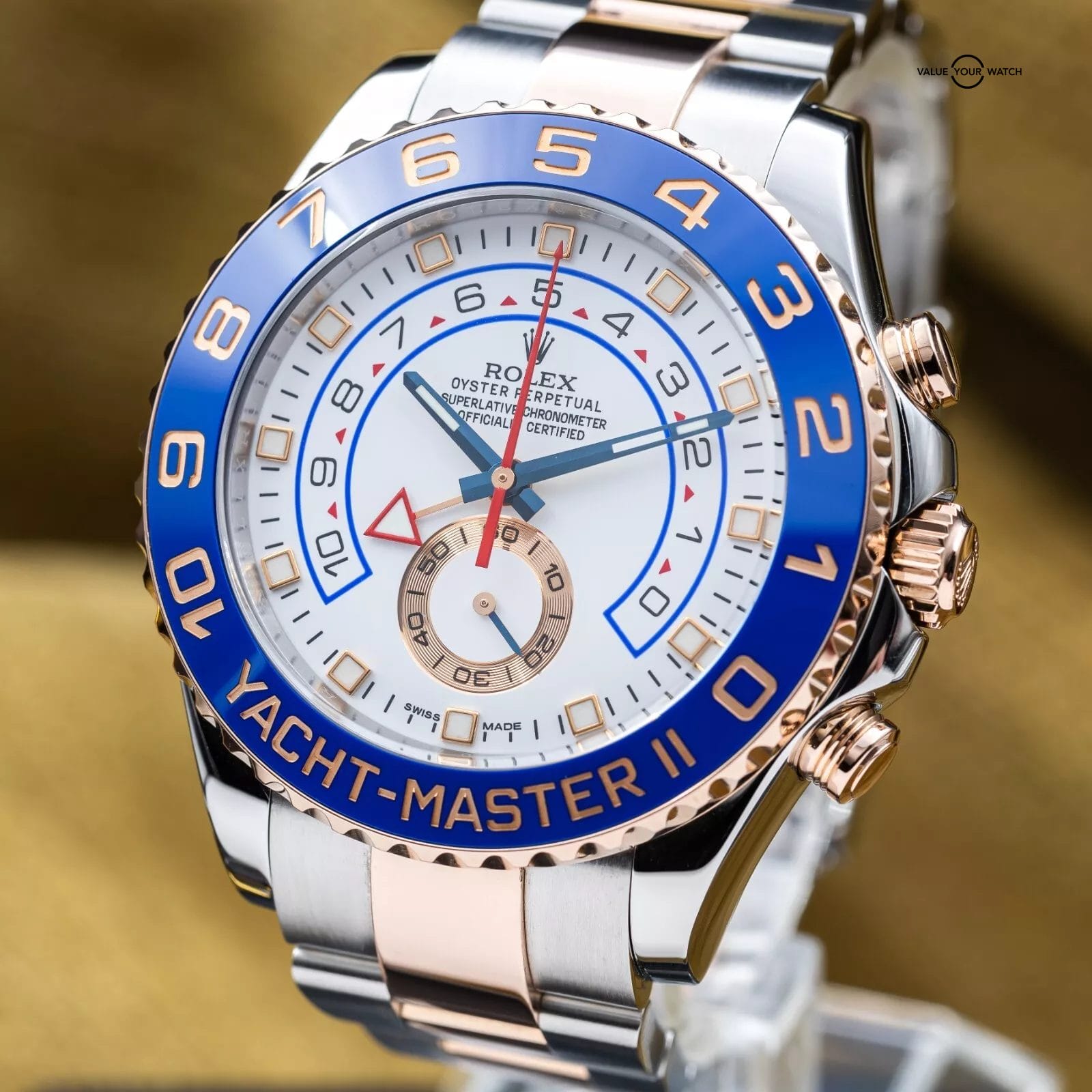Rolex Yachtmaster II Rose Gold & Steel White Dial 44mm Discontinued - 116681 - Image 12