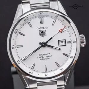 Tag Heuer Carrera Twin-Time Automatic GMT Calibre 7 Silver Dial WAR2011.FC6291