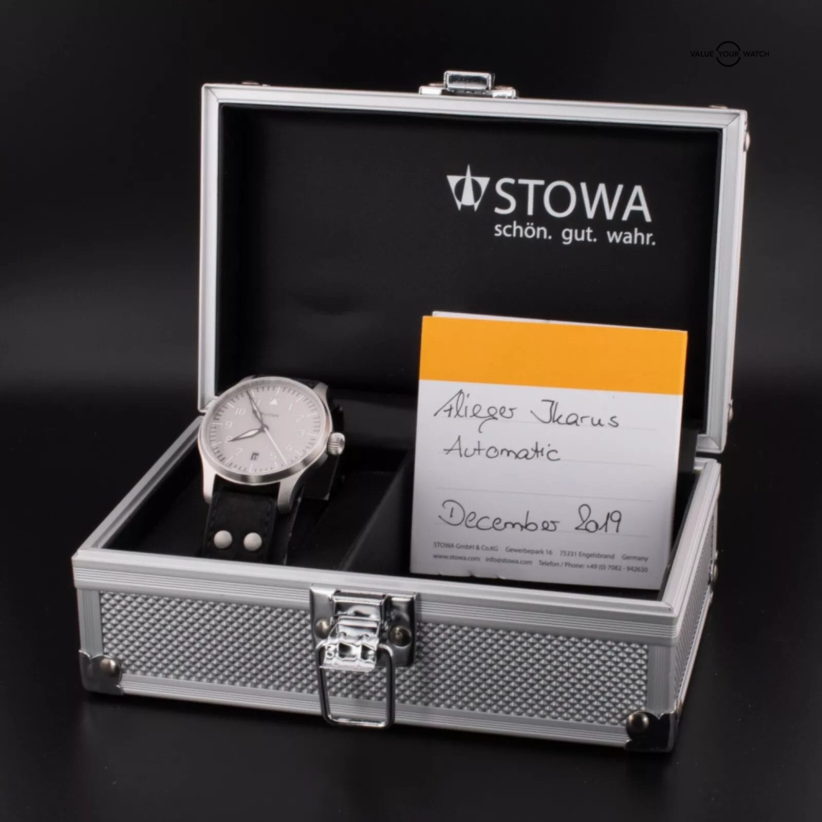 Stowa Flieger Classic 40 Ikarus – 40mm Titanium Dial Pilot Watch with B&P - Image 4