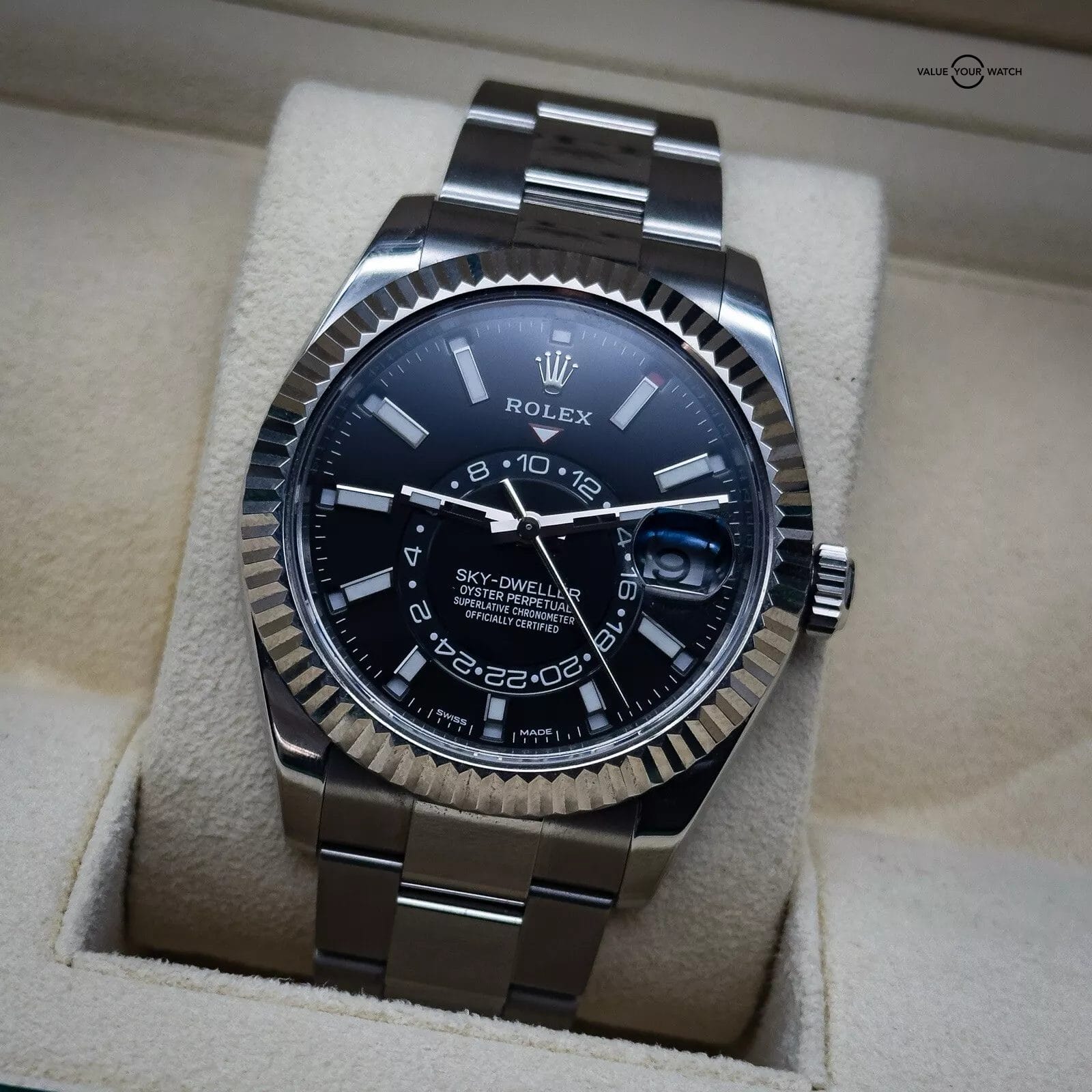 Rolex Sky-Dweller 326934 Complete Set Black Dial Oyster Bracelet Active Warranty - Image 5