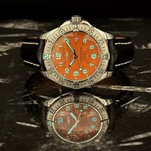 Breitling Superocean A17360 Orange Leather Strap Complete Set 42mm Steel 1500m