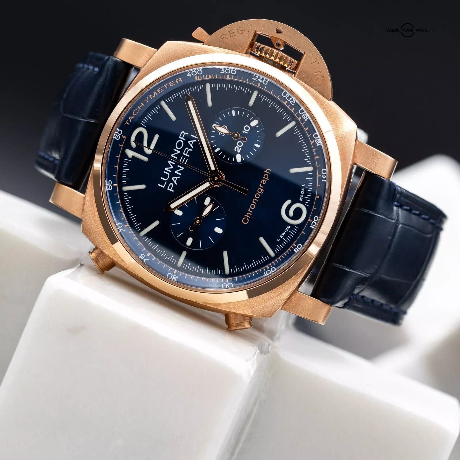 Panerai Luminor Chrono Goldtech Blu Notte Rose Gold 44mm PAM01111 1111 2021 - Image 3