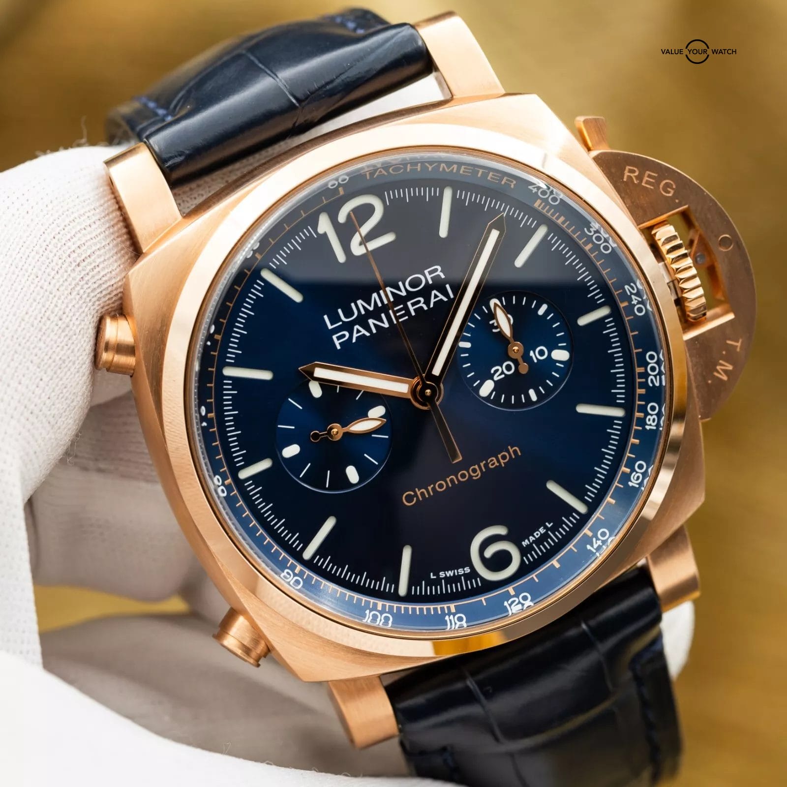 Panerai Luminor Chrono Goldtech Blu Notte Rose Gold 44mm PAM01111 1111 2021 - Image 4