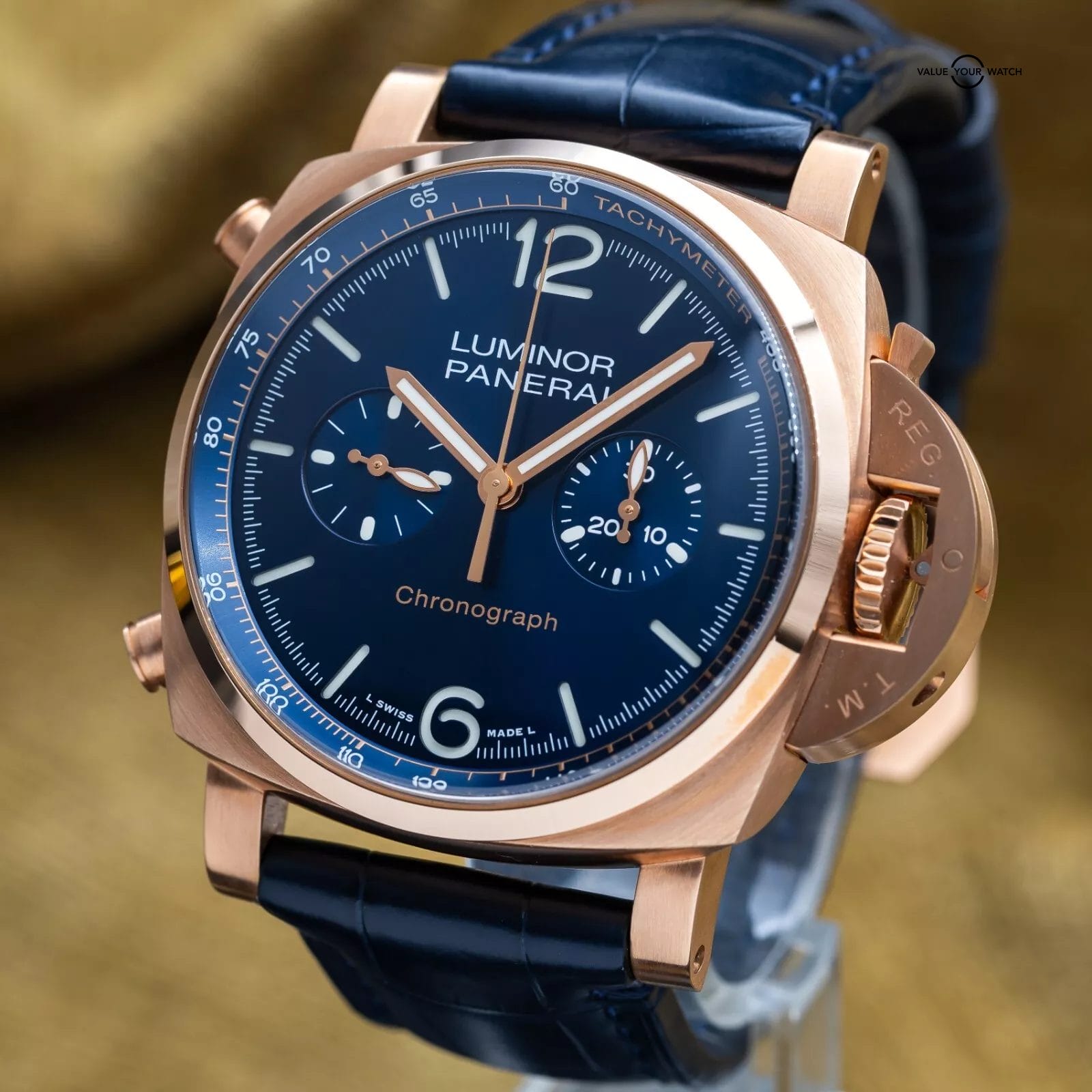 Panerai Luminor Chrono Goldtech Blu Notte Rose Gold 44mm PAM01111 1111 2021 - Image 12