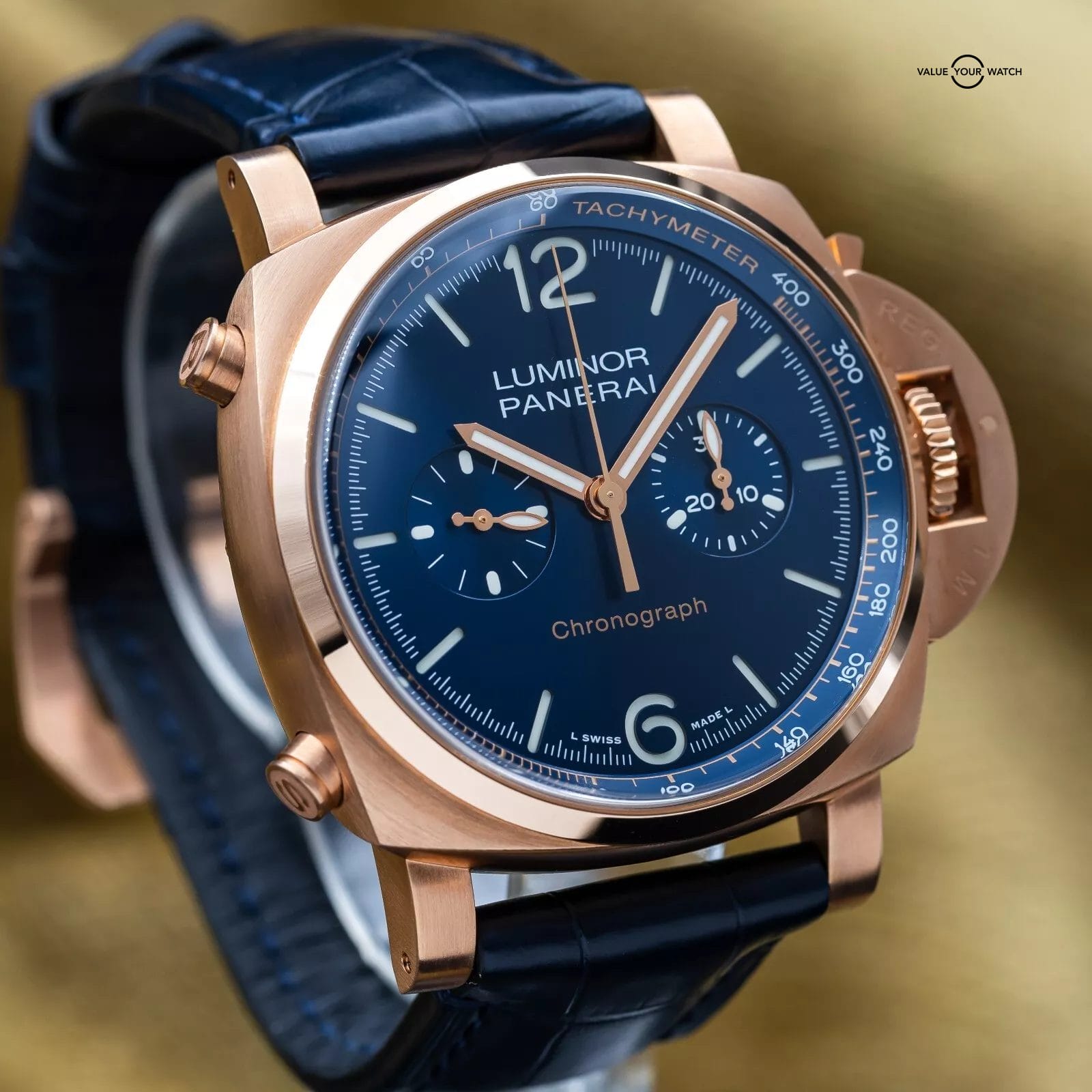 Panerai Luminor Chrono Goldtech Blu Notte Rose Gold 44mm PAM01111 1111 2021 - Image 13
