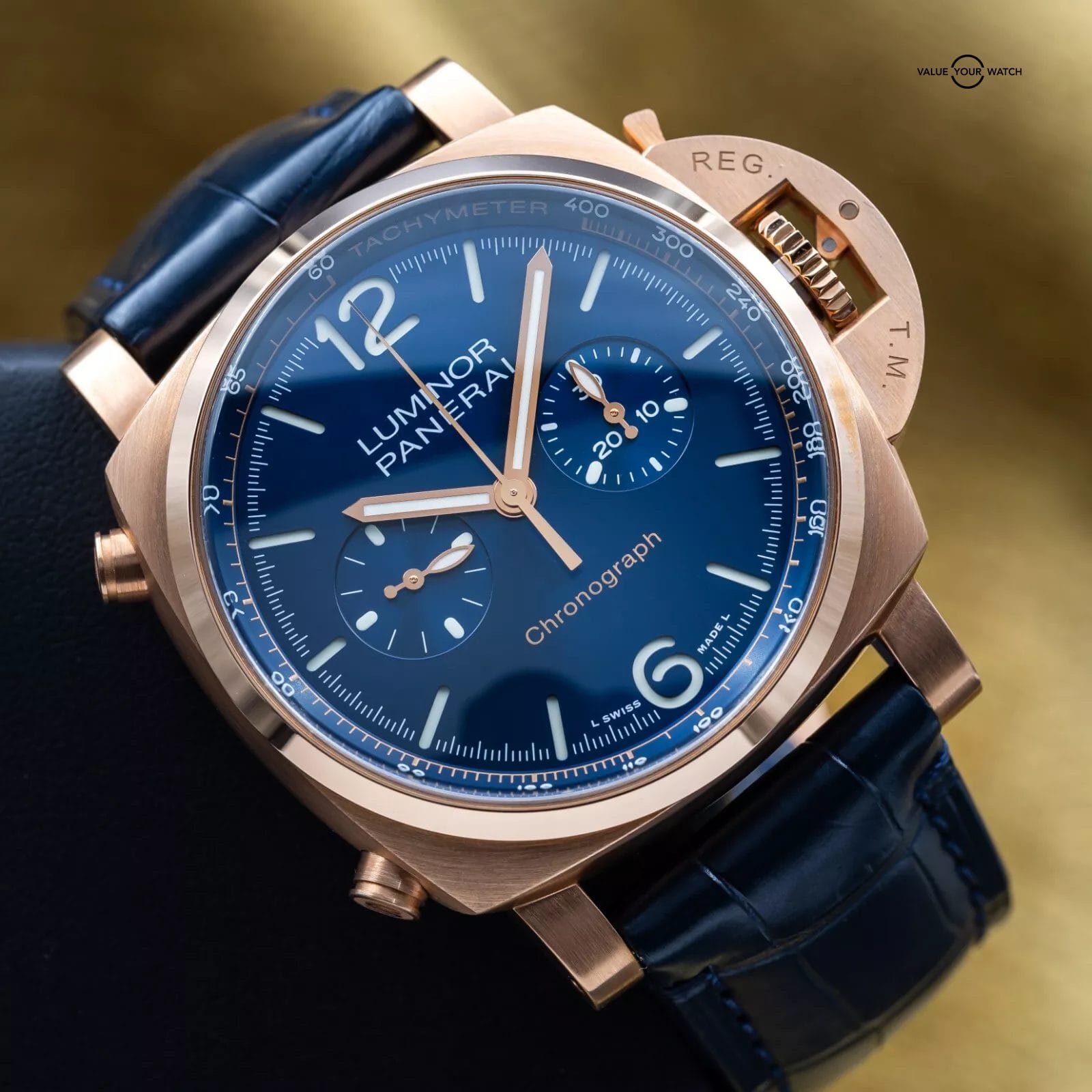 Panerai Luminor Chrono Goldtech Blu Notte Rose Gold 44mm PAM01111 1111 2021 - Image 14