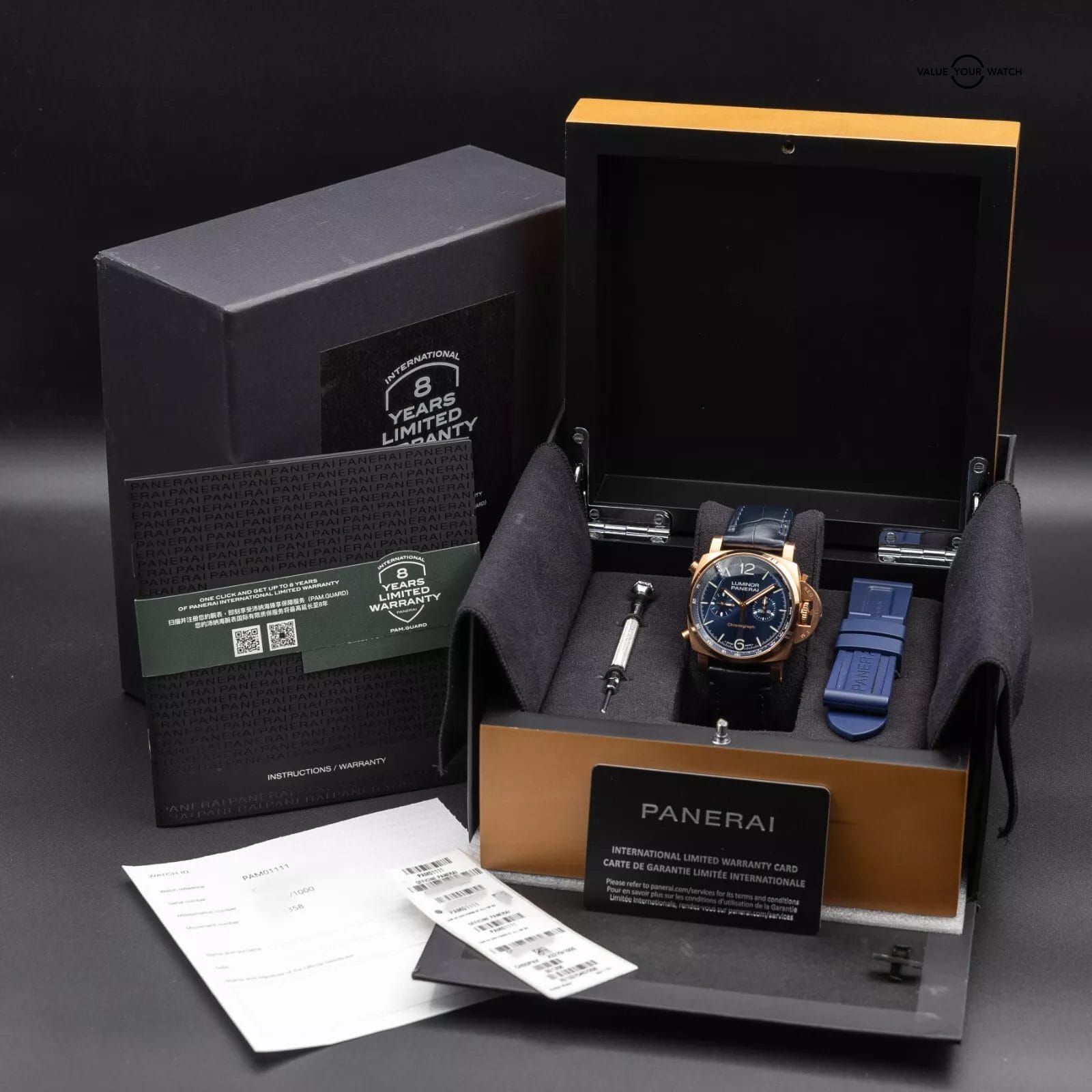 Panerai Luminor Chrono Goldtech Blu Notte Rose Gold 44mm PAM01111 1111 2021 - Image 15