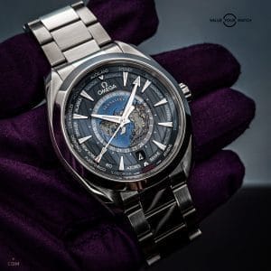 Omega Seamaster Aqua Terra Worldtimer Blue Dial on Bracelet -B&P Reference #220.10.43.22.03.001