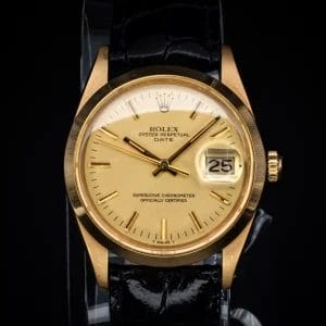 Rolex Oyster Perpetual Date 34mm 18K Yellow Gold, Ref. 15008 – Serviced 12/24