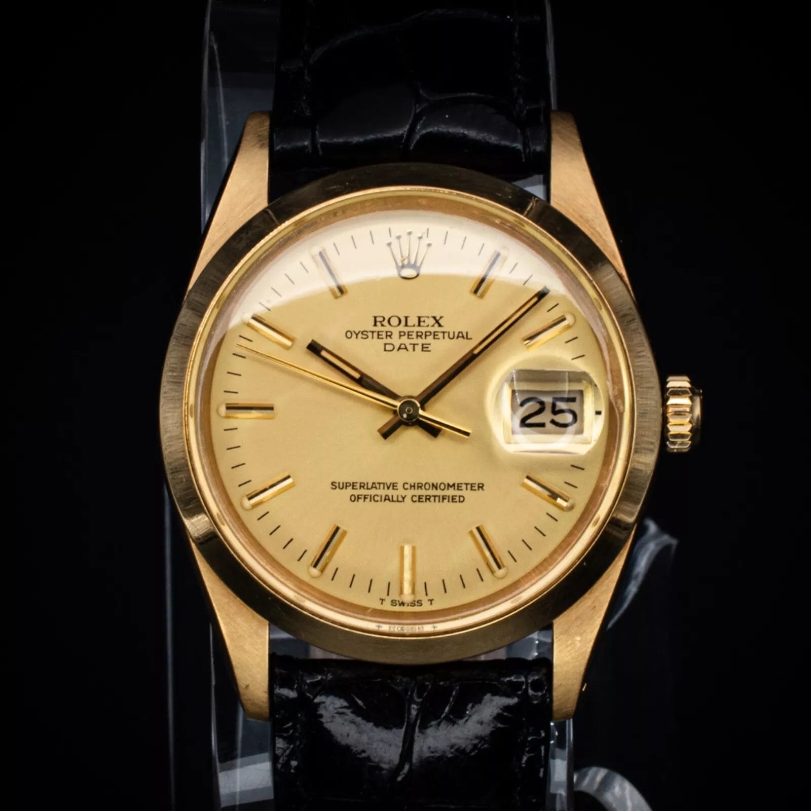 Rolex Oyster Perpetual Date 34mm 18K Yellow Gold, Ref. 15008 - Serviced 12/24