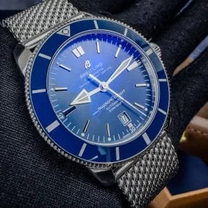 Breitling Superocean Heritage II Blue Dial Mesh Bracelet Complete Set – AB2020