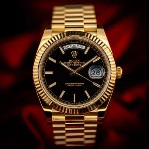 Rolex Day-Date 40mm 228238 Yellow Gold Black Dial Complete Set Box &amp; Papers