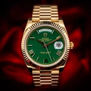 Rolex Day-Date 40mm 228238 Yellow Gold Green Dial Complete Set Box &amp; Papers