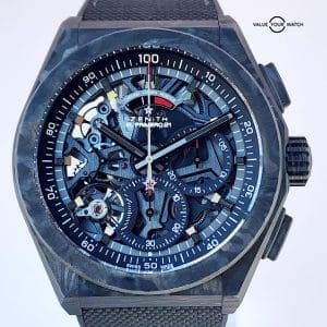 Zenith DEFY El Primero 21 Black Carbon Skeleton Dial Chronograph 10.9000.9004/96.R921 44mm Box &amp; Papers WARRANTY