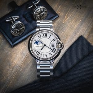 Cartier Ballon Bleu Moonphase 37mm Unisex Steel Watch – BOX &amp; PAPERS – WSBB0021