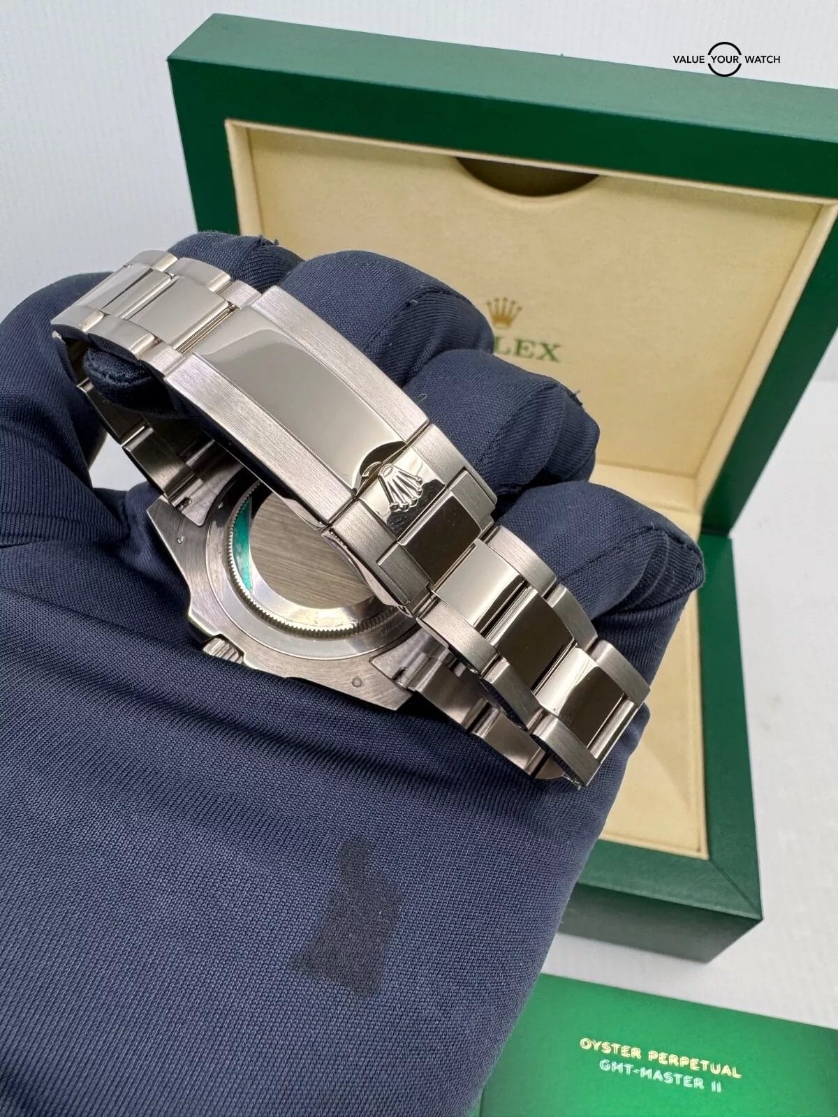 White Gold Rolex GMT-Master II Pepsi with Box 40mm Black Dial 116719BLRO Watch - Image 6