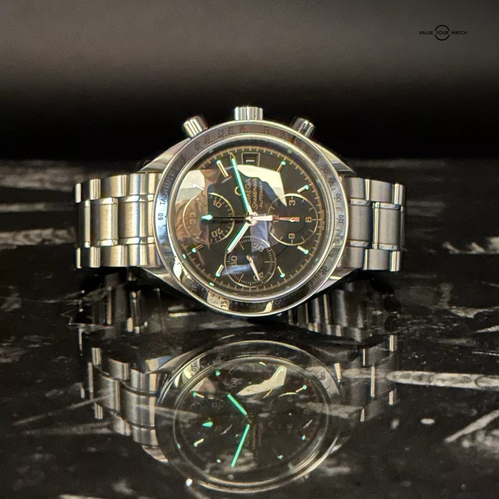 Omega Speedmaster Date 3513.54.00 Chronograph 39mm Black Dial Gold Accents - Image 5